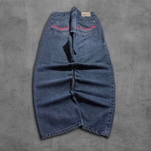 REMIXED Vintage Baggy Jeans Dark Wash Grunge Y2k Style Denim Archive Pants 34x32